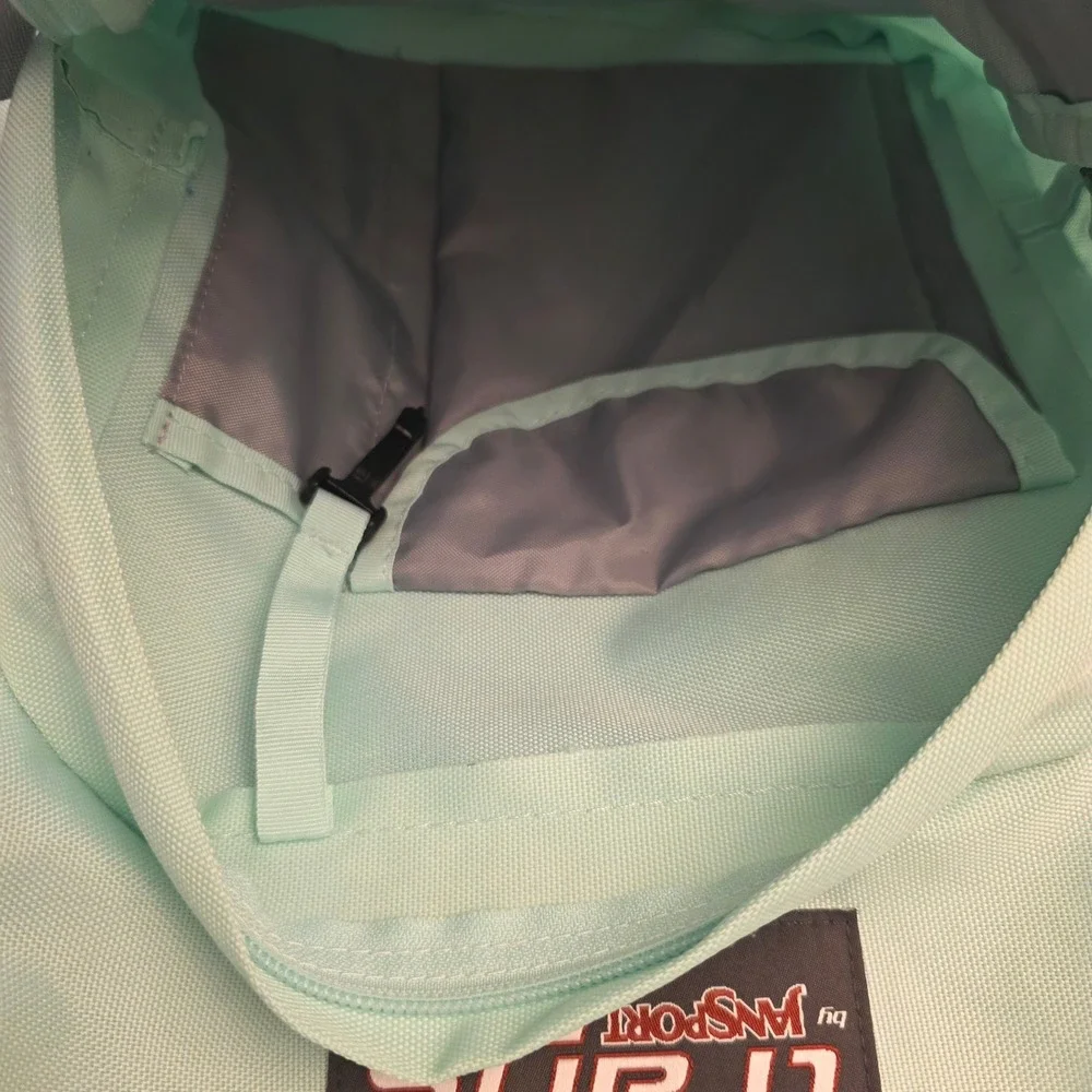 Trans by JanSport Mint Green Backpack School Bag Padded Straps Mesh Pocket 4 Zip